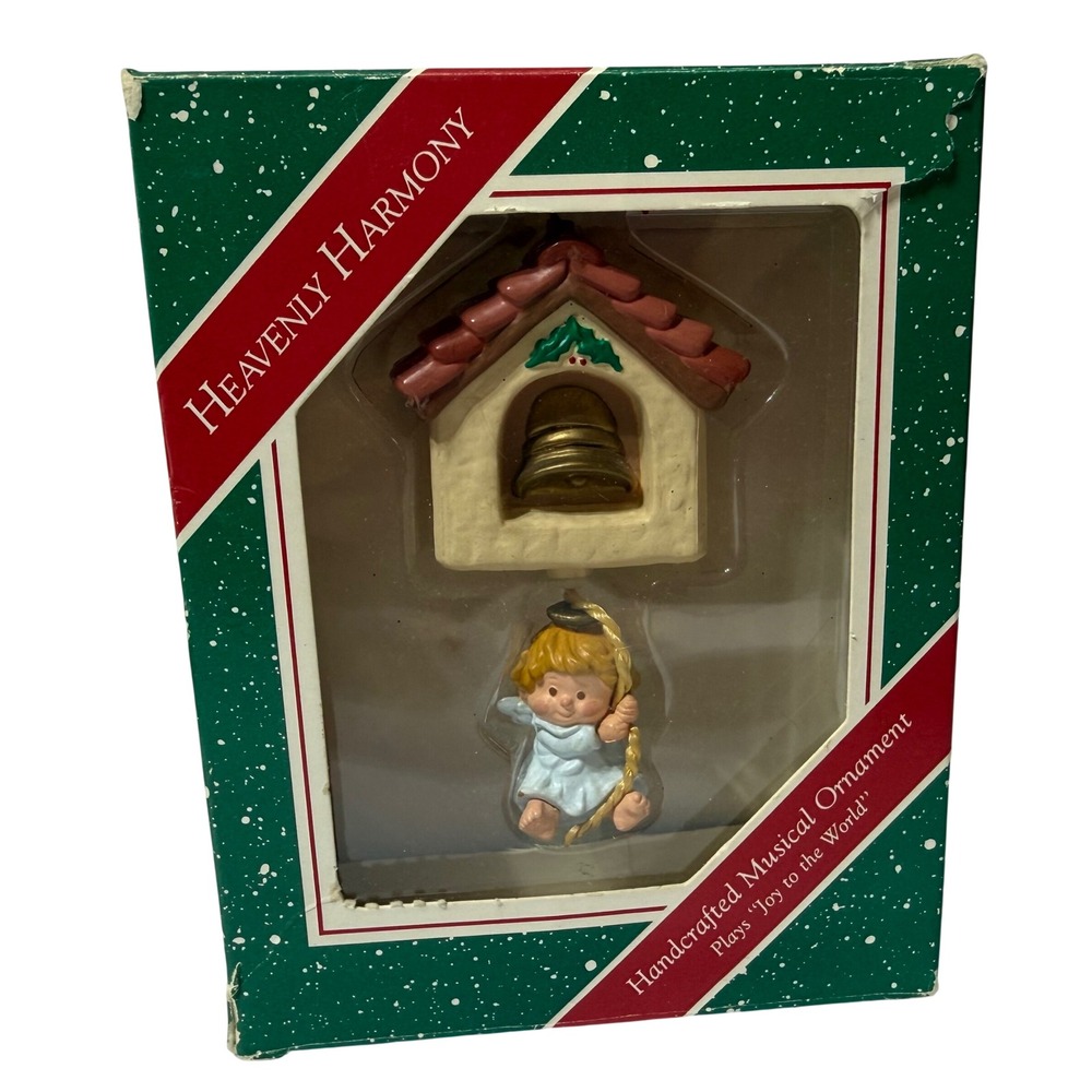 Vintage 1987 Hallmark Heavenly Harmony Musical Angel Ornament Joy to the World